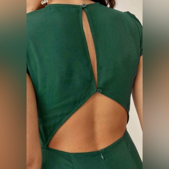 Reformation sz 4 Gavin Dress Elegant Emerald Green opens back detail great cond - Picture 14 of 14